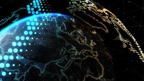 Earth Globe, Block chain network Technology concept. Elements of this image Stock Illustration