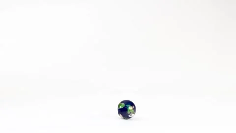 Earth Globe Bouncy Ball Rolling Across a Plain White Background Vídeo Stock 332887266