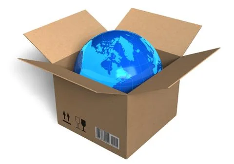 Earth globe in box Stock Illustration