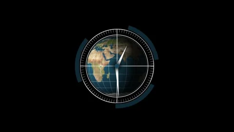 Earth globe as clock face with time hands. Earth globe symbol for global ti.. Stock Footage 337816413