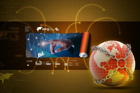 Earth globe close in chain Stock Illustration