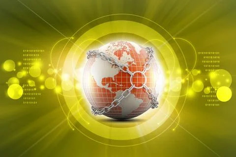 Earth globe close in chain Stock Illustration