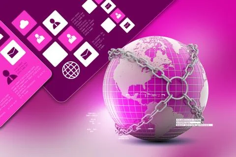 Earth globe close in chain Stock Illustration