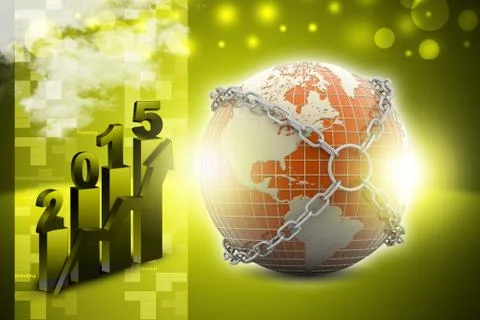 Earth globe close in chain Stock Illustration