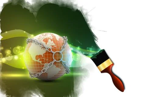 Earth globe close in chain Ilustración de archivo