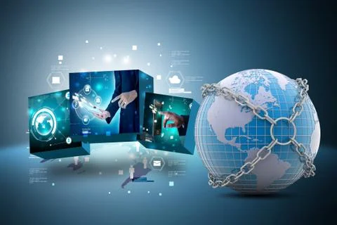 Earth globe close in chain Stock Illustration
