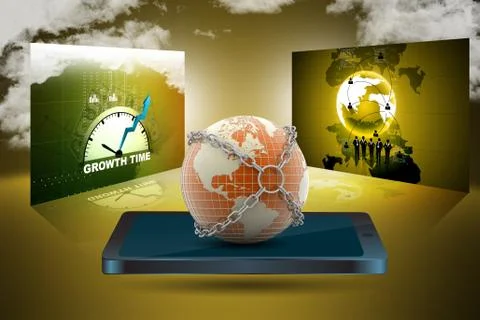 Earth globe close in chain Illustrazione stock