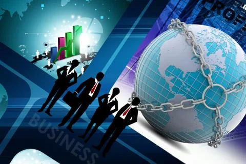 Earth globe close in chain Stock Illustration