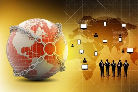 Earth globe close in chain Stock Illustration