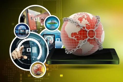 Earth globe close in chain Stock Illustration