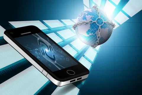 Earth globe close in chain Stock Illustration