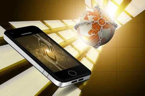 Earth globe close in chain Stock Illustration