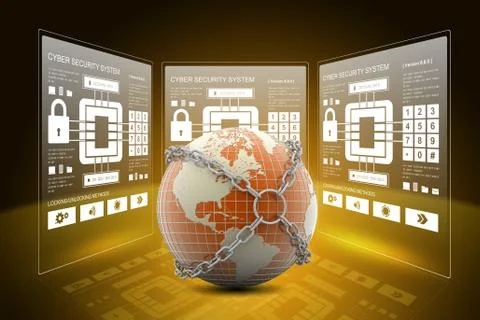 Earth globe close in chain Stock Illustration