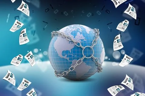 Earth globe close in chain Stock Illustration