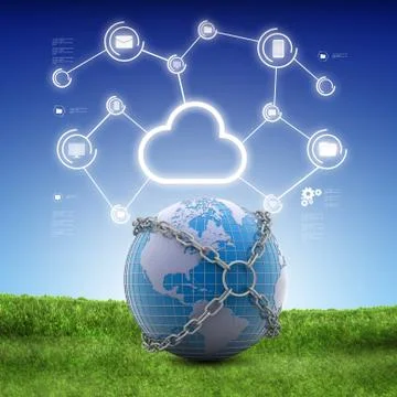 Earth globe close in chain Stock Illustration
