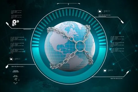 Earth globe close in chain Illustrazione stock