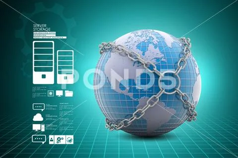 Earth globe close in chain Illustration