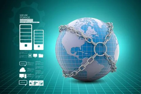 Earth globe close in chain Stock Illustration