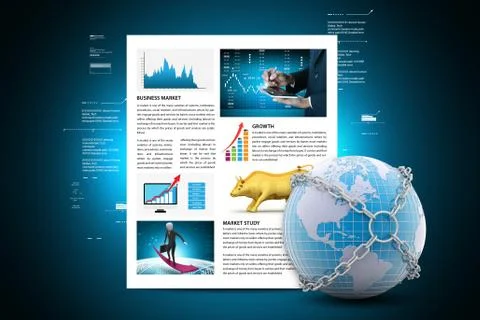 Earth globe close in chain Stock Illustration