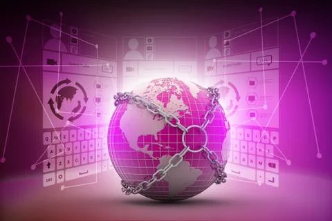 Earth globe close in chain Stock Illustration