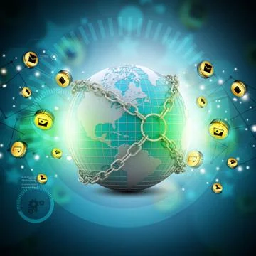 Earth globe close in chain Stock Illustration