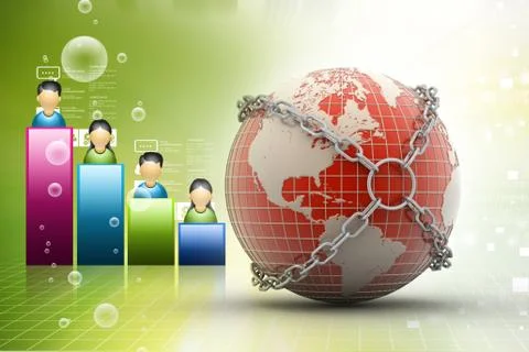 Earth globe close in chain Illustrazione stock