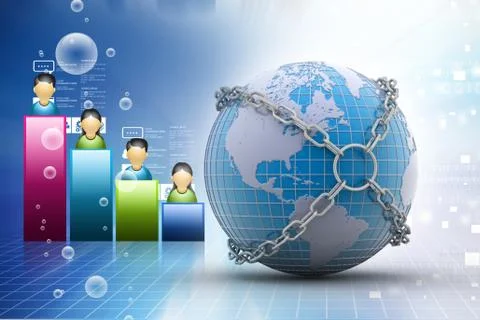 Earth globe close in chain Stock Illustration