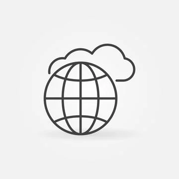 Earth Globe with Cloud outline vector concept icon Illustrazione stock