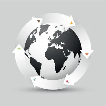 Earth globe with colored arrows Stock-Illustration