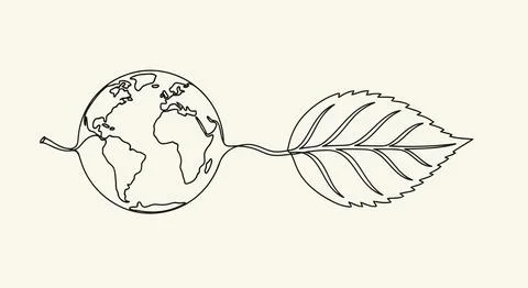 Earth globe connected to a leaf Stock Illustration
