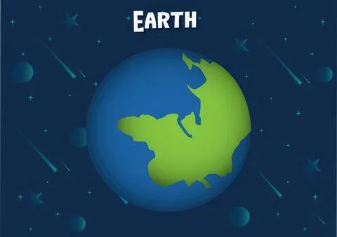 Earth globe with continents and space background Stock Illustration