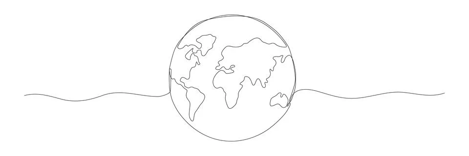 Earth globe continuous line art drawing. Stock Illustration