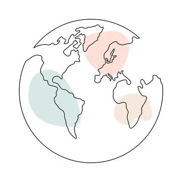 Earth globe continuous one line art. Stock Illustration