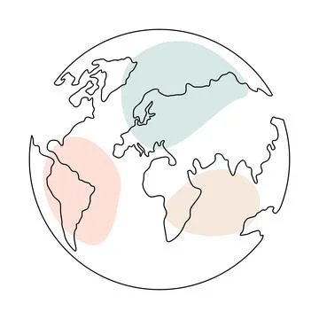 Earth globe continuous one line art. Stock Illustration