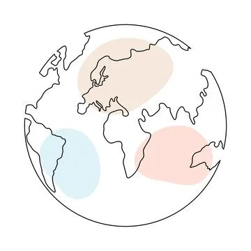 Earth globe continuous one line art. Stock Illustration