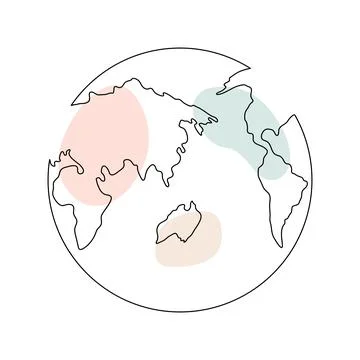 Earth globe continuous one line art. Stock Illustration