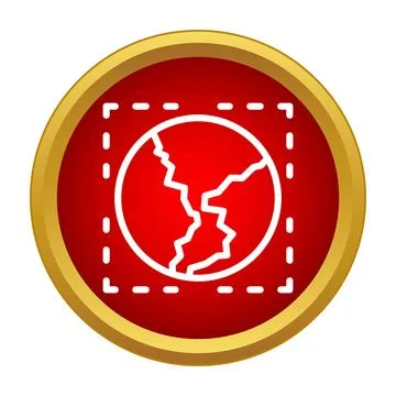 Earth globe cracking icon showing seismic activity Stockillustratie