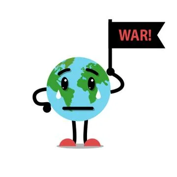 Earth globe crying with flag WAR Stock Illustration