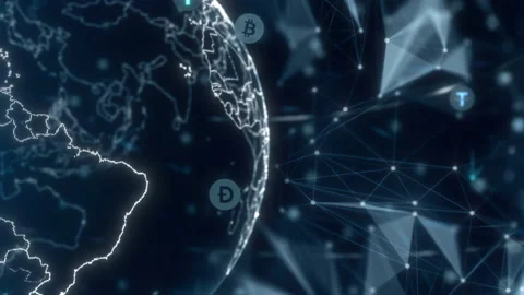 Earth Globe With Crypto Stock Footage 194356620