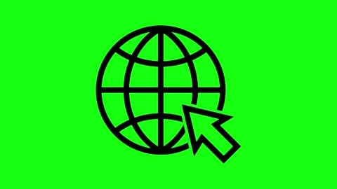 Earth Globe with Cursor Pointer Icon on Green Background 库存影片 311518955