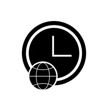 Earth globe diagram with clock Stockillustratie