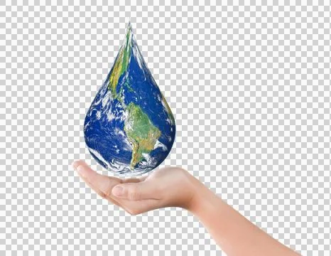 Earth, Globe in drop shape on hand isolated on transparent background, PNG .. Stock Photos