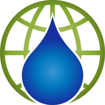 Earth globe, earth, globe, world globe, drops, water drops, logo Stock Illustration