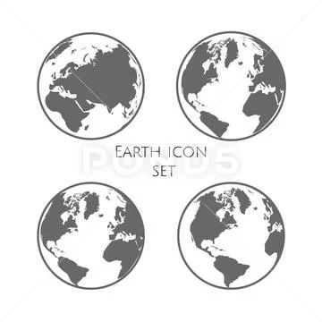 Earth Globe Emblem. Planet Earth Icon Set. Vector illustration. EPS 10 ...