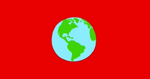 Earth globe flat doodle 2d design redbox. Earth day cartoon animation Stockbeeldmateriaal 311855619