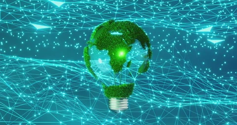 Earth globe in form of light bulb. Glowing plexus. Stock Footage 244774365