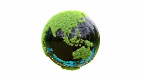 Earth globe full of grass on white background.  Stock Footage 256146681