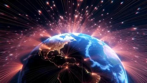 Earth Globe with Glowing Connections Depicts Global Network and Interconnec.. Stock Footage 321948314