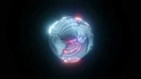 Earth Globe with glowing countries 4k Stock Footage 146750142