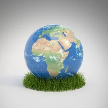Earth globe in grass Illustrazione stock